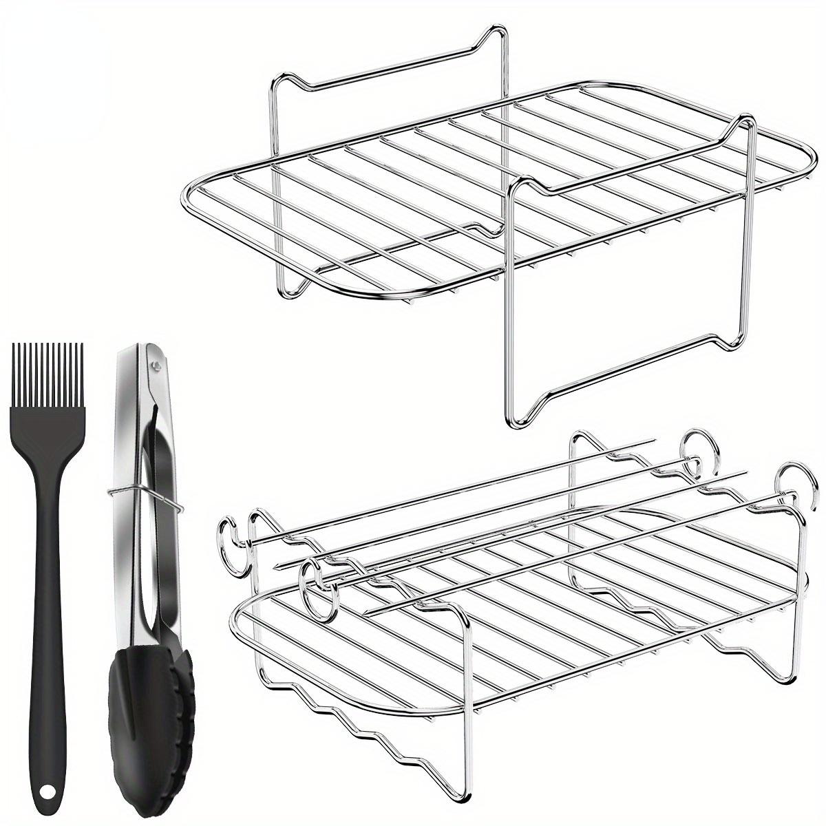 

4Pcs Air Fryer Rack Double Basket 304 Stainless Steel Grilling Rack Air Fryer Accessories Cooking Rack 4Pcs