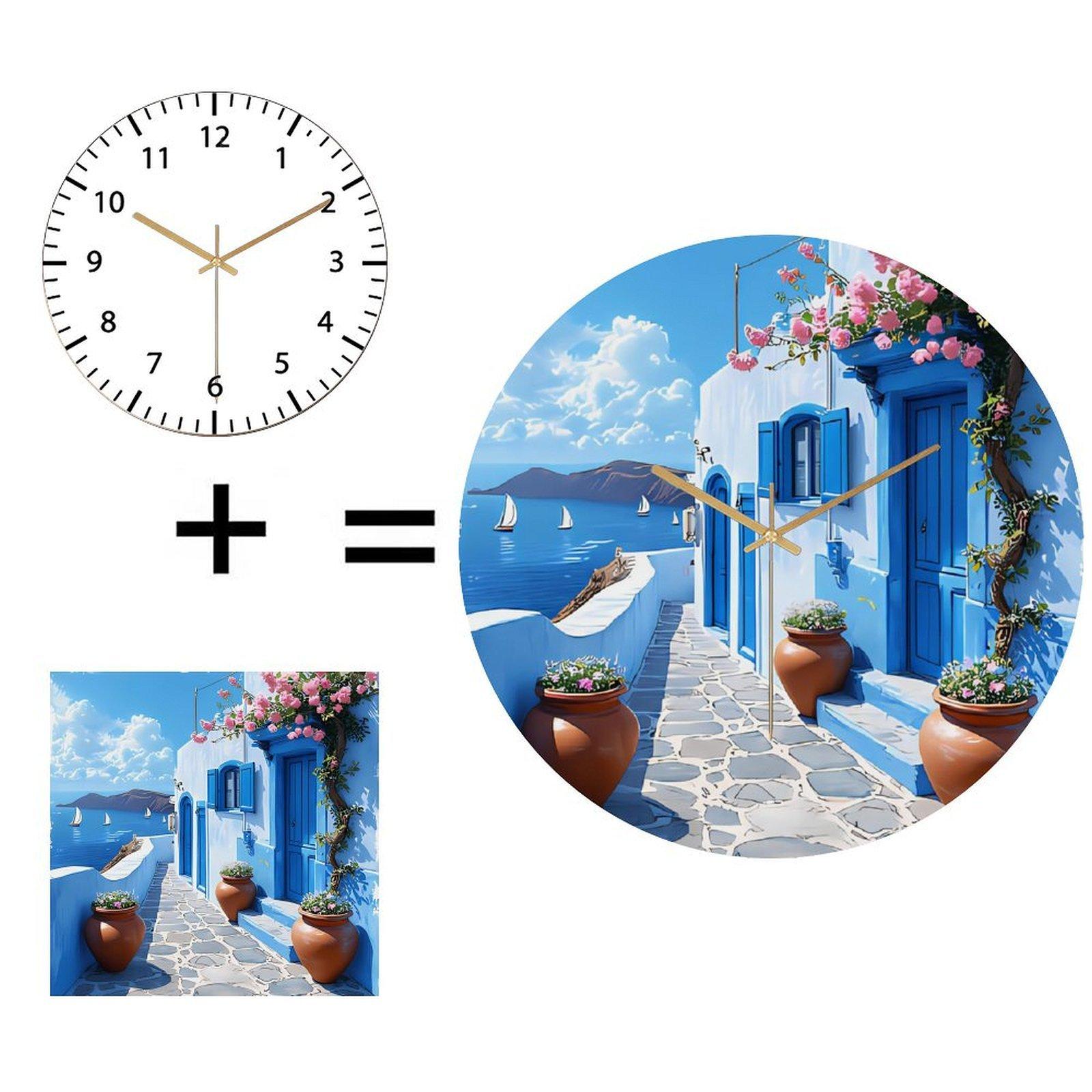 Clear Round Glass Wall Clock 30x30cm Custom Business Logo Silent Quartz 12 in(30.48cm)