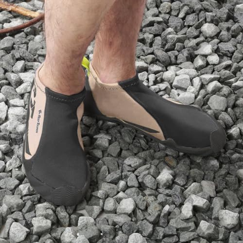 REEF TOURER Marine Shoes, Aqua Shoes, Water Shoes, Snorkeling Shoes, Boots, Unisex, Size 24cm, Black and Tan, RA0107