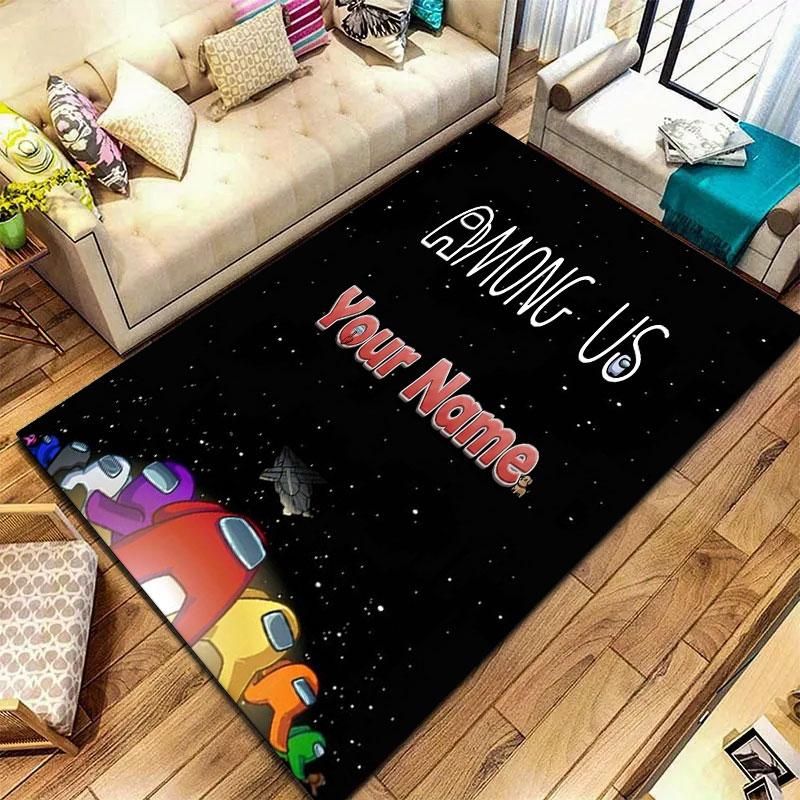 Among Us Custom Name Carpet Rug for Living Room Bedroom Home Sofa Decoration,Kids play Non-slip Floor Mat