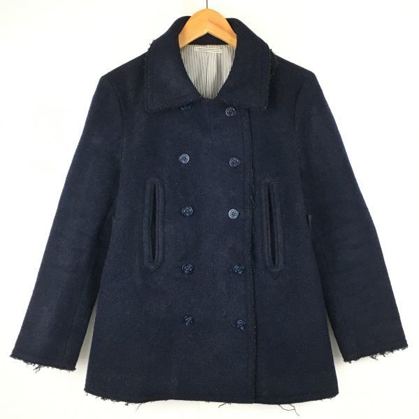 

Б/У/bonjour records BOYS Сделано в Японии Шерстяное двубортное пальто Размер S Темно-синий