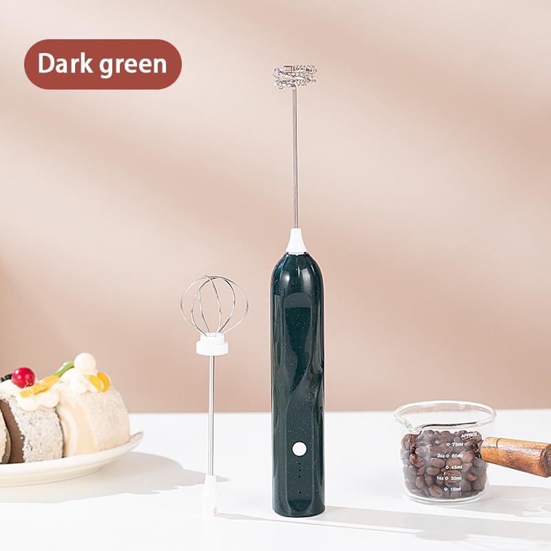 

Portable Rechargeable Electric Milk Frother Foam Maker Handheld Foamer High Speeds Whisk Cappuccino Mixer Coffee Wand whisk зелёный