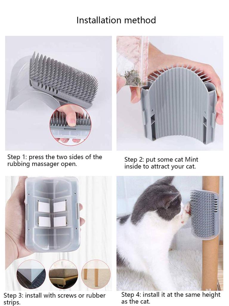 1pc-Small Wall Corner Fixed Arch Cat Grooming Device, Hair Removal and Itching Relief Massage Brush