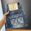 Men's Summer Slim Fit Denim Shorts with Ink-Splashed Print and Diamond Accent