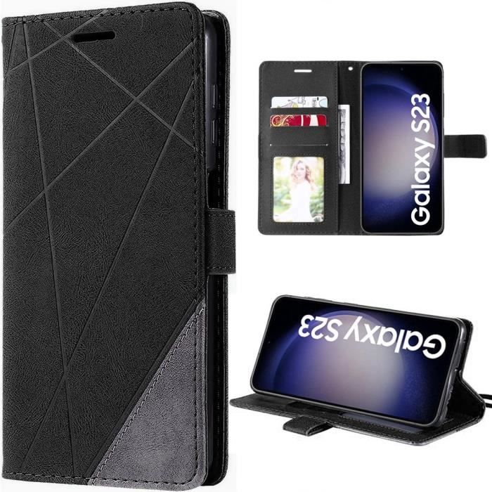 Skal för Samsung Galaxy S23 - BOOLING - Magnetisk stängning - Elegant lädereffekt Svart