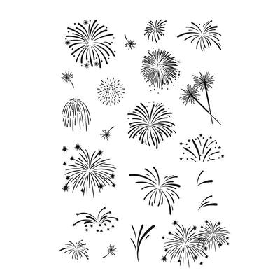 Šťastný nový rok Ohňostroj Transparentní průhledná silikonová razítka pro DIY Scrapbooking Album Dekorativní listy Rám Oslava