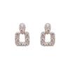 2023 Retro Geometric Crystal S925 Silver Square Stud Earrings for Women