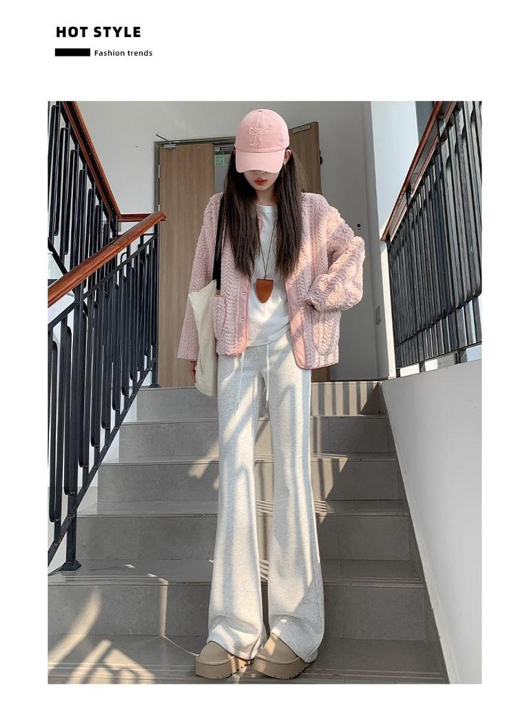 Women's Petite Slimming High-Waist Micro Flare Pants - Casual Sportswear for Autumn