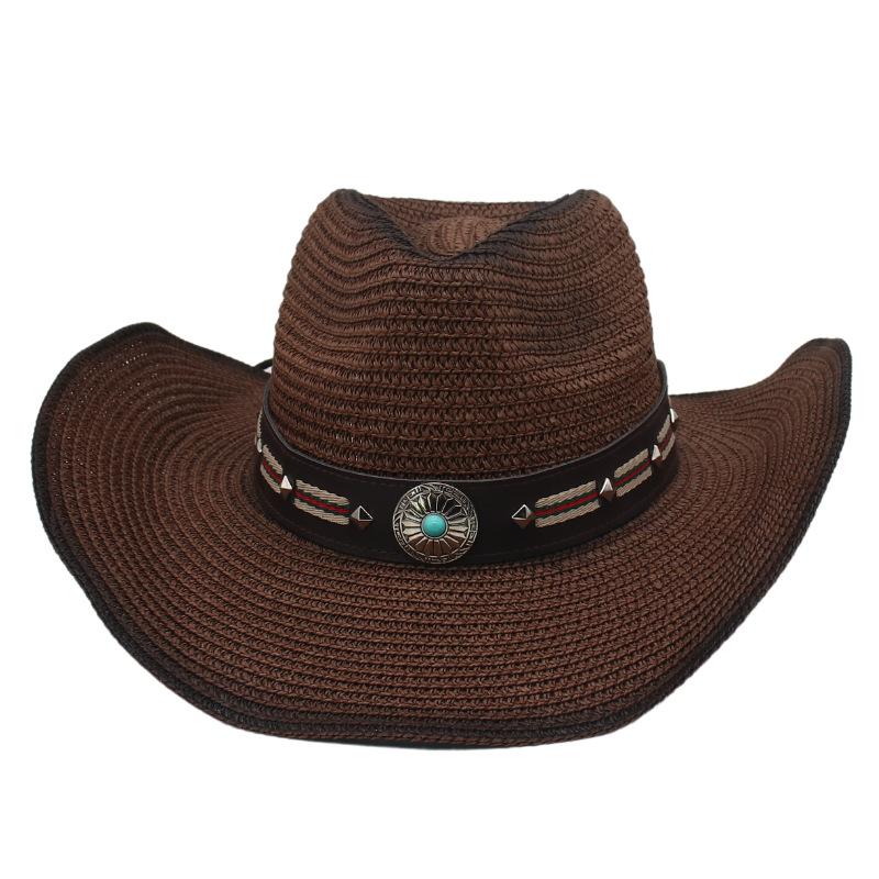 Women'S Sunshade Travel Photo Beach Visor Men'S Summer Western Cowboy Hat New Men'S And Women'S Grassland Straw Hat Top Hat