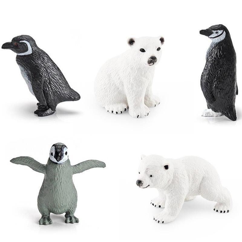 Realistic Arctic Animal Figurine Set With Polar Bear And Penguin For Desk Decoration