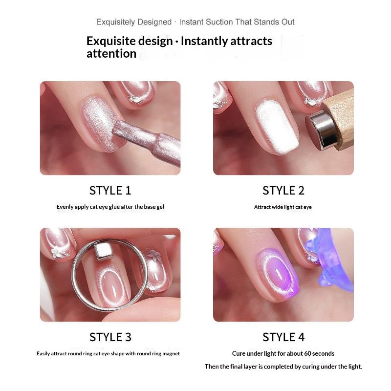 1/2Pcs Circular Cat Eye Nail Magnet Hollow Cat Eye Magnet Gel Nail Polish Ring Nail Art Magnet Set Diy Manicure Magnetic Tool