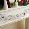 Christmas Snowman Garland Banner Wooden Round Snowman Face Hanging Decor Festive Bunting for Home Fireplace, Mantel & Xmas Party