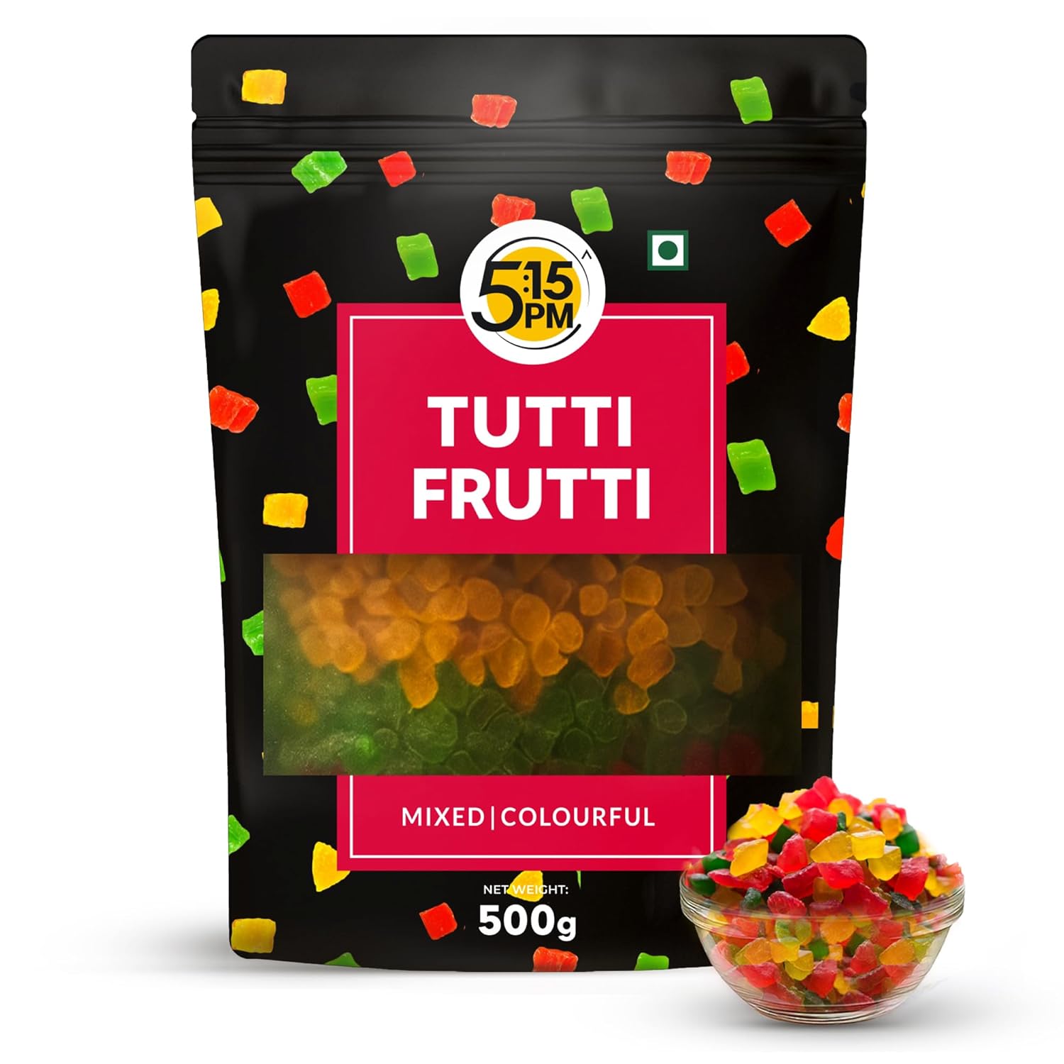 

5:15PM Tutti Frutti Mix 500 g Dried Multicolour Papaya Pieces For Cake Baking Dessert Decoration Toppings And Sweets