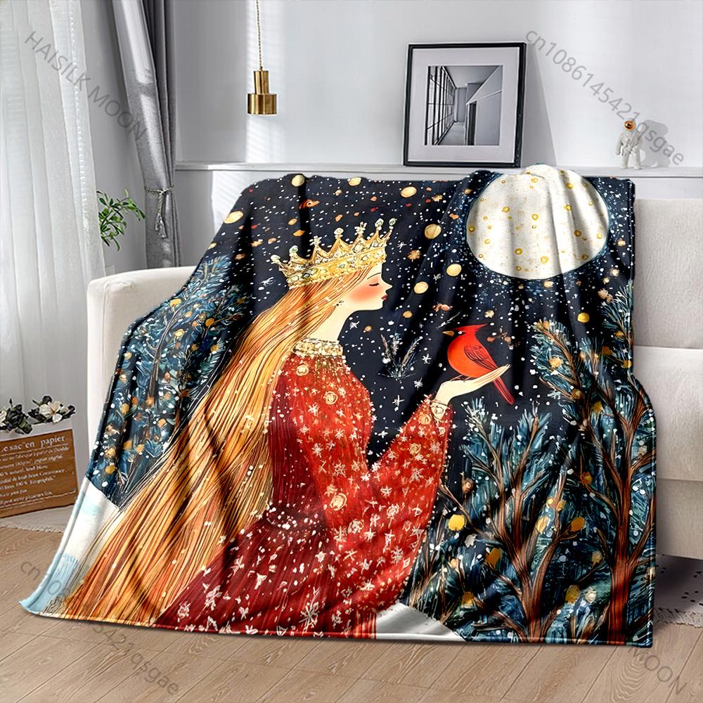 

Nordic Style Cardinal Girl Print Blanket Warm Soft Fluffy Kids Adult Luxury Gifts for Sofa Bed Home Outdoor Travel Camping 75x90cm