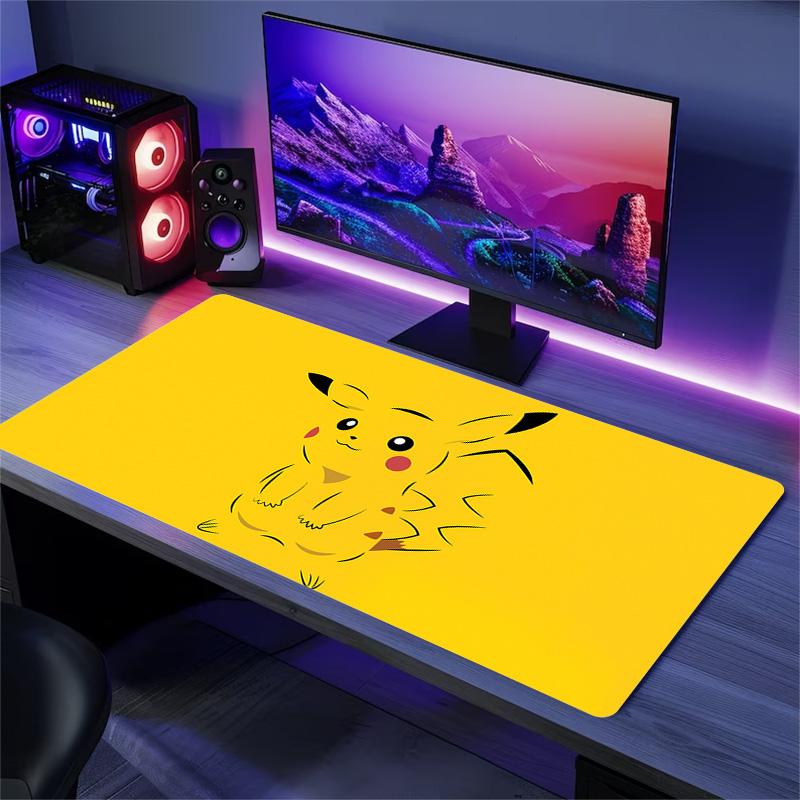 Happy Pikachu Print Cushion Non-slip Laptop Tablet Big Mousepad XXL Mat Mini PC Playmat With Lock edge