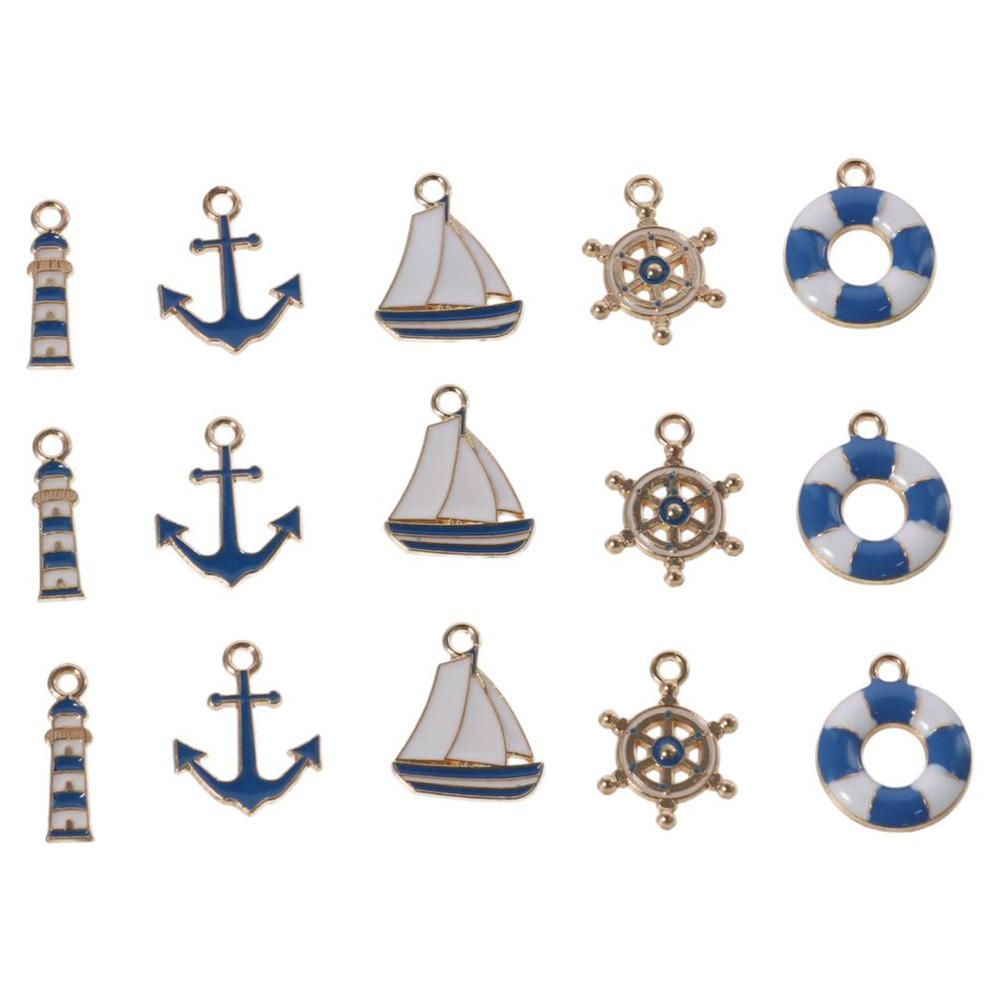 50pcs Alloy Ocean Themed Charm Pendants about 18mm in Length Rudder Boat Charms  for Crafting DIY