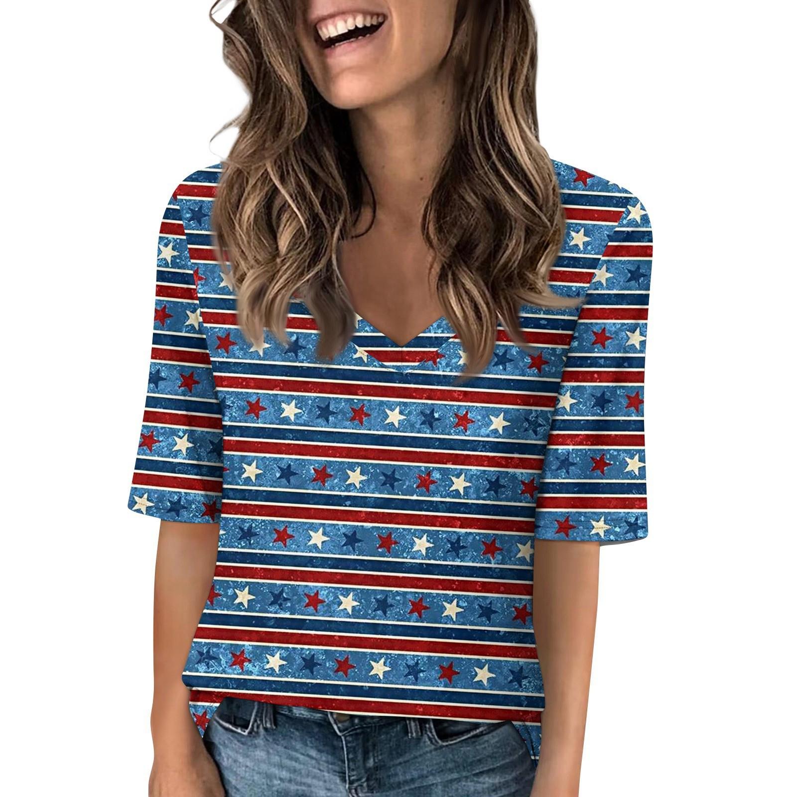 

Women s V Neck T Shirts Half Sleeve Tops Printed Casual Summer Tees T Shirt Blouse S