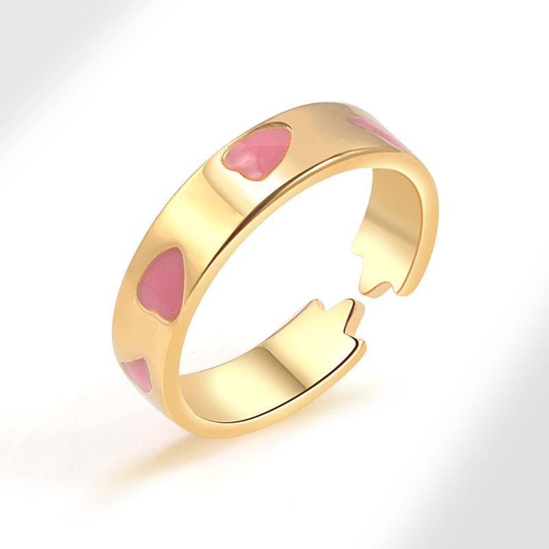 Aukštos kokybės spalvingas emalio širdelės atviro žiedo dizainas, paprastas ir dosnus skonis, moteriškas nišinis, aukštos prabangos emalio mados tendencijų žiedas, papuošalas
