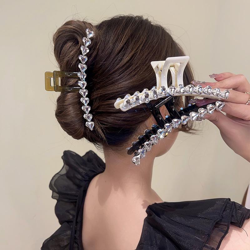 

Temperamental Love Rhinestone Headdress Hairpin - Large Shark Clip for Women