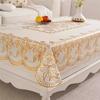 90*140cm Waterproof Oilproof Heat-resistant Wash-free Gold Foil TableclothTable Cover for Kitchen Living Room Decor