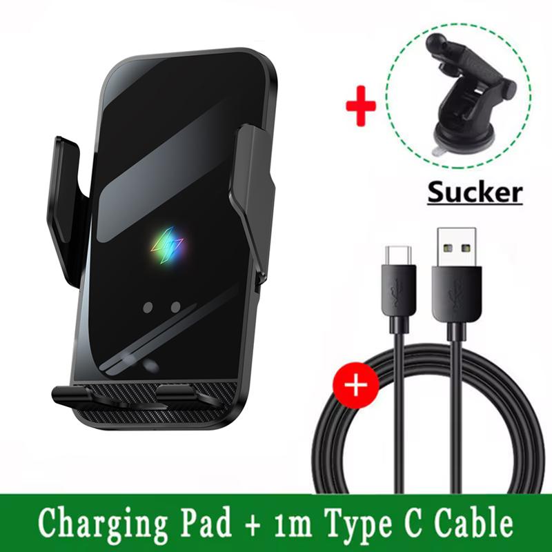 Încărcător wireless auto, suport pentru telefon, suport pentru iPhone 15, 14, 13, Samsung, Xiaomi, încărcare rapidă cu inducție infraroșie, 15W