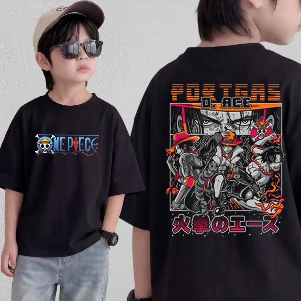 Anime One Piece Cosplay TShirt Cotton Short Sleeve Tops Casual Loose Retro TShirt Men Women Kids Family Matching Outfits