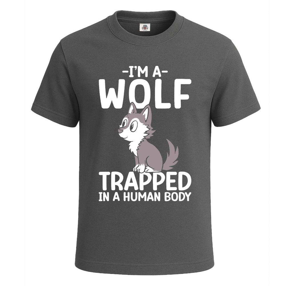 I am a wolf trapped in a human body mens tshirt funny novelty gift tee top 2XL