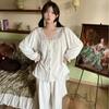 Pajamas Women's Winter Korean-style  Desire Girl's Lace Embroidered Fleece-lined Thickened Warm Cardigan Trousers Home Clothes