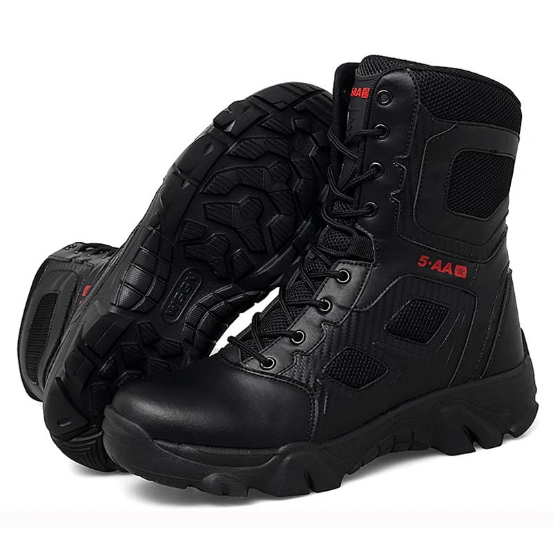 New Men’s Tactical Boots Autumn Lightweight Plus Size Side-zip Mesh US Combat Boots Outdoor Durable Hiking Desert Work Boot