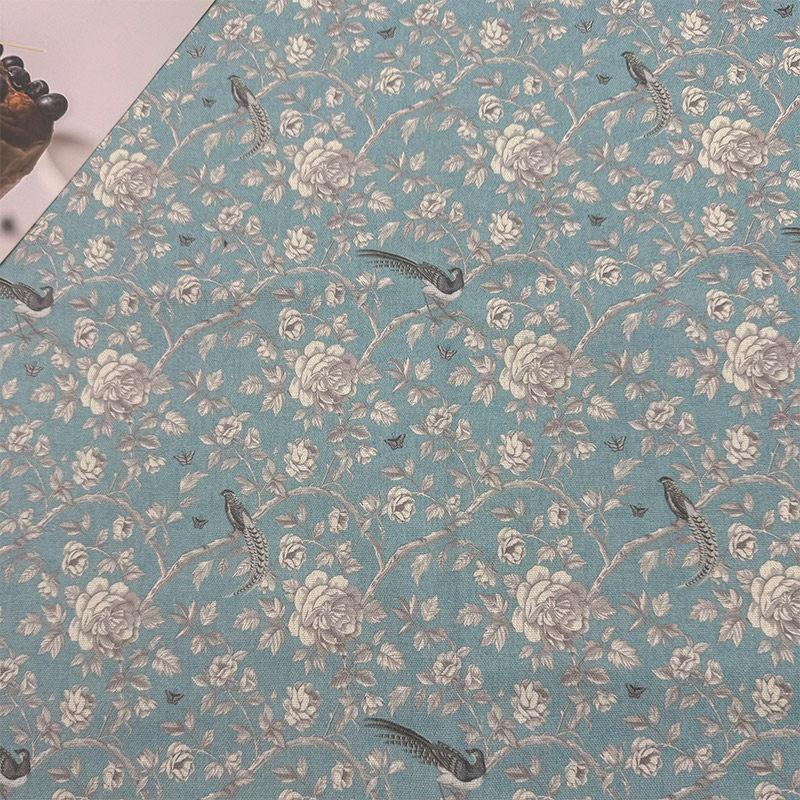 0.5m/1m/2m Oriental Aesthetic Elements Printed Encrypted Cotton Linen Fabric for Tablecloth Sofa Cover Curtain Decorative Cloth