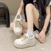 Fashion Women Platform Sneakers Black Leather Zipper Lace Up Casual Shoes Thick Bottom Sneakers Large Size Chaussure Femme 2025