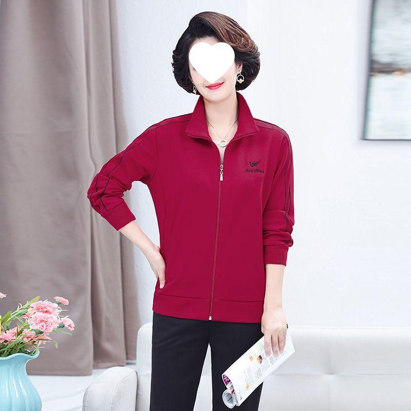 Women's Cotton Sportswear Set: Loose-Fitting, Middle-Aged & Elderly Two-Piece for Spring & Autumn