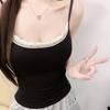 Bow Lace Spaghetti Strap Camisole Women Padded Backless Crop Tank Top