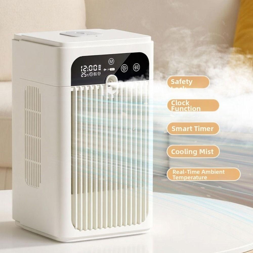 Safety Lock Desktop Humidifying Fan Intelligent Timing Mini Air Cooler  Outdoor Tent