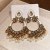 Pendientes de Gancho Piercing Borla Gota de Agua Borla de Cuentas Pendientes de Borla Exagerados Hipster