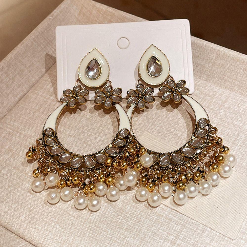 Pendientes de Gancho Piercing Borla Gota de Agua Borla de Cuentas Pendientes de Borla Exagerados Hipster