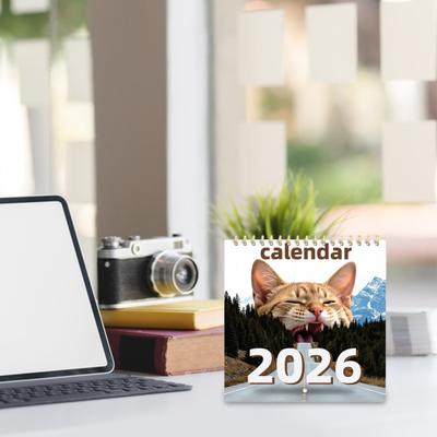 Yousheng 2026 Nástenný kalendár 2026 Jan. dec. 2026 12-mesačný plánovač so smiešnymi obrázkami mačiek špirálovo viazaný nástenný kalendár na zavesenie pre milovníkov mačiek