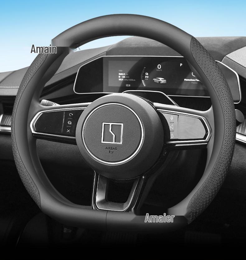 ZEEKR 001 Steering Wheel Cover: Genuine Leather, Ultra-Thin, Non-Slip, Breathable - Perfect for New Energy Vehicles