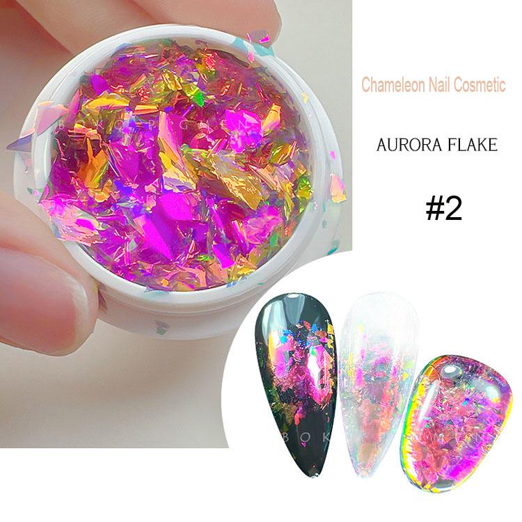 Crystal Fire Chameleon Nail Opal Flakes Iridescent Chrome Nail Powder Saprkly Chunky Glitter Mermaid Sequins Manicure Paillettes