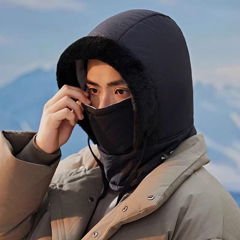 New hat women's autumn and winter cycling warm scarf men's mask integrated windproof pullover hat cold-proof ear protection Lei Feng hat