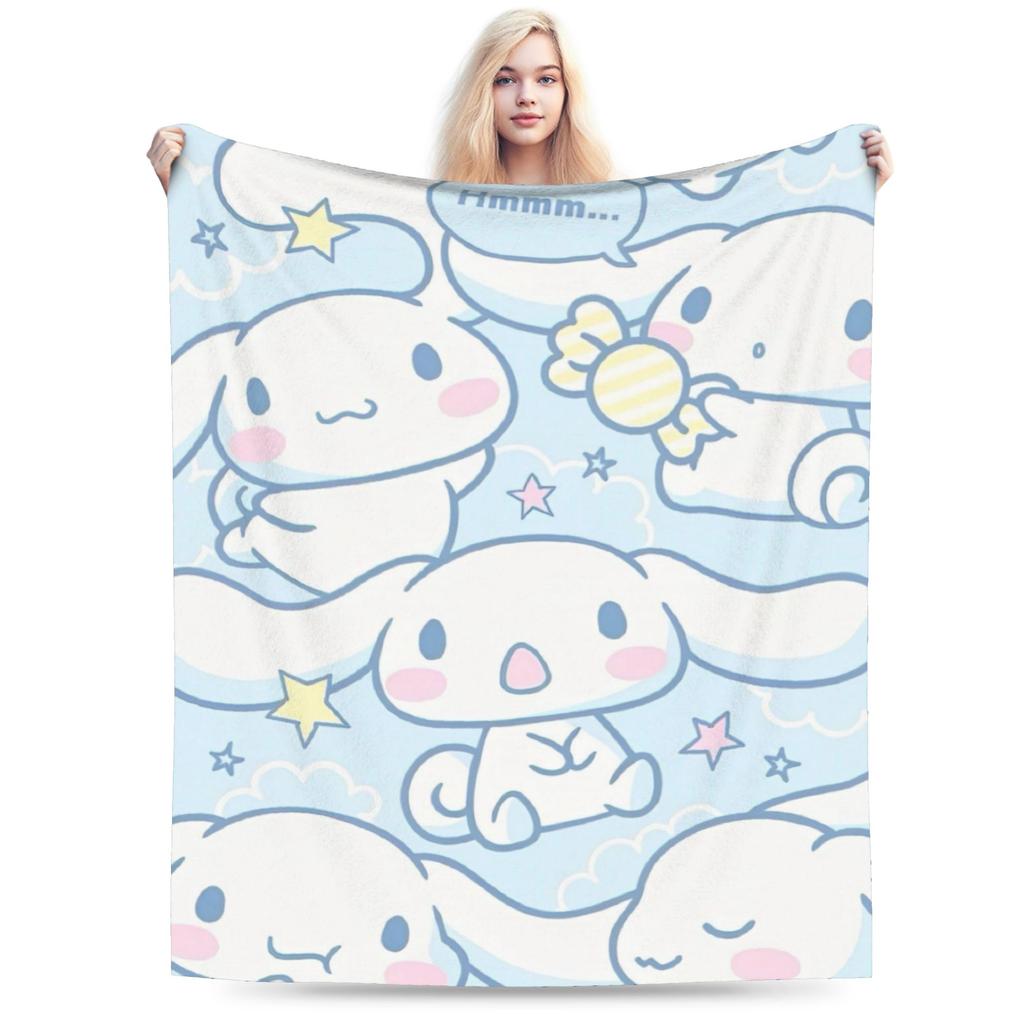 Pink Cinnamoroll Blanket Fleece Textile Decor Cute Cartoon Multifunction Ultra-Soft Throw Blanket for Home Travel Bedspread