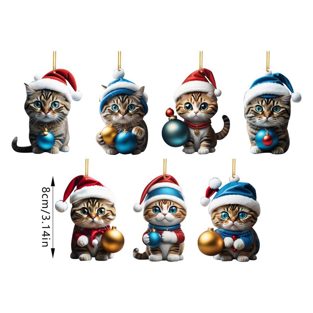 Cat Pendant Christmas Cat Hanging Tree Ornament Funny Christmas Pendant Gift For Xmas Tree Decoration Car Interior Decoration