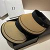 Japanese Fine Grass Woven Can Store Big Brim Sun Hat Summer Travel Folding Uv Vinyl Anti-Uv Empty Top Hat