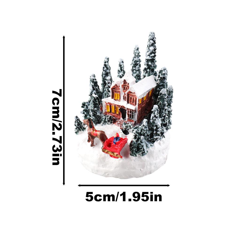 Christmas House Ornament Micro Landscape With LED Light Resin House Resort Decoration Night Light Lamp Sculpture For Xmas Gifts