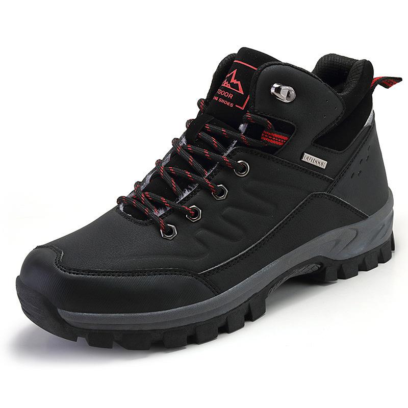 High-top velvet thermal snow boots High-top men's lace-up sports shoes Outdoor hiking shoes