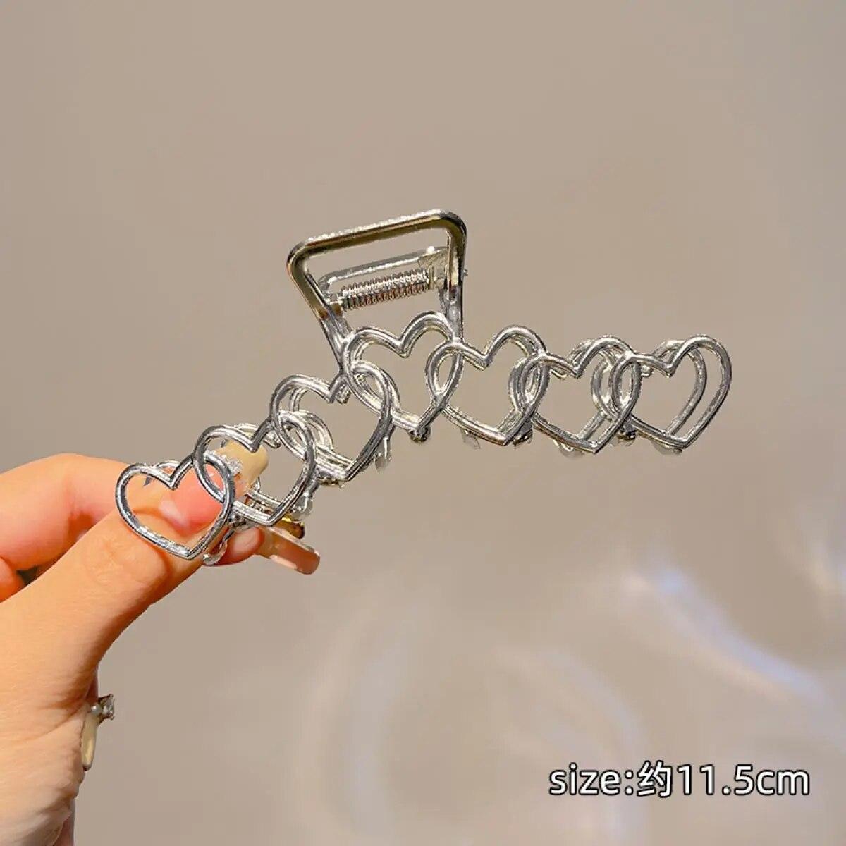 

2024 Vintage Metal Claw Star Heart Clips Women for Thyy Y2K Sier Large Hair Accessories Girls Paryt Hair Crab зірка