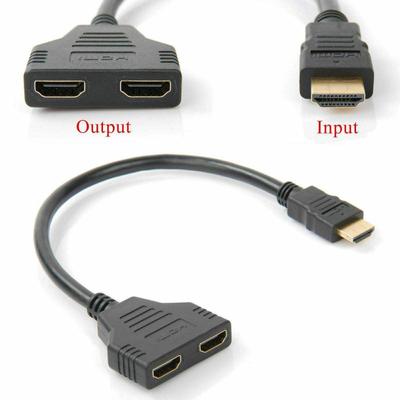 HD 1080P HDMI Uyumlu Çift Portlu 1'den 2'ye Çıkışlı Kablo Erkek - Dişi HDTV Adaptörü Dizüstü Bilgisayar TV Kutusu Monitör için HDMI Ayırıcı