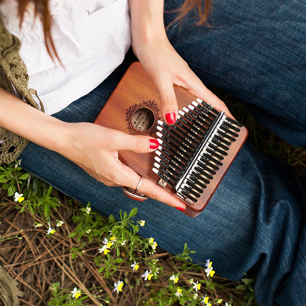 8/17 Keys Mini Kalimba Wooden Thumb Piano Finger Piano Musical Instrument Portable Exquisite Gift Set for Kids Adults Beginners
