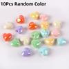 10Pcs Heart Shape Acrylic Loose Spacer Beads For Diy Jewelry Making Bracelet Necklace Keychains Accessories