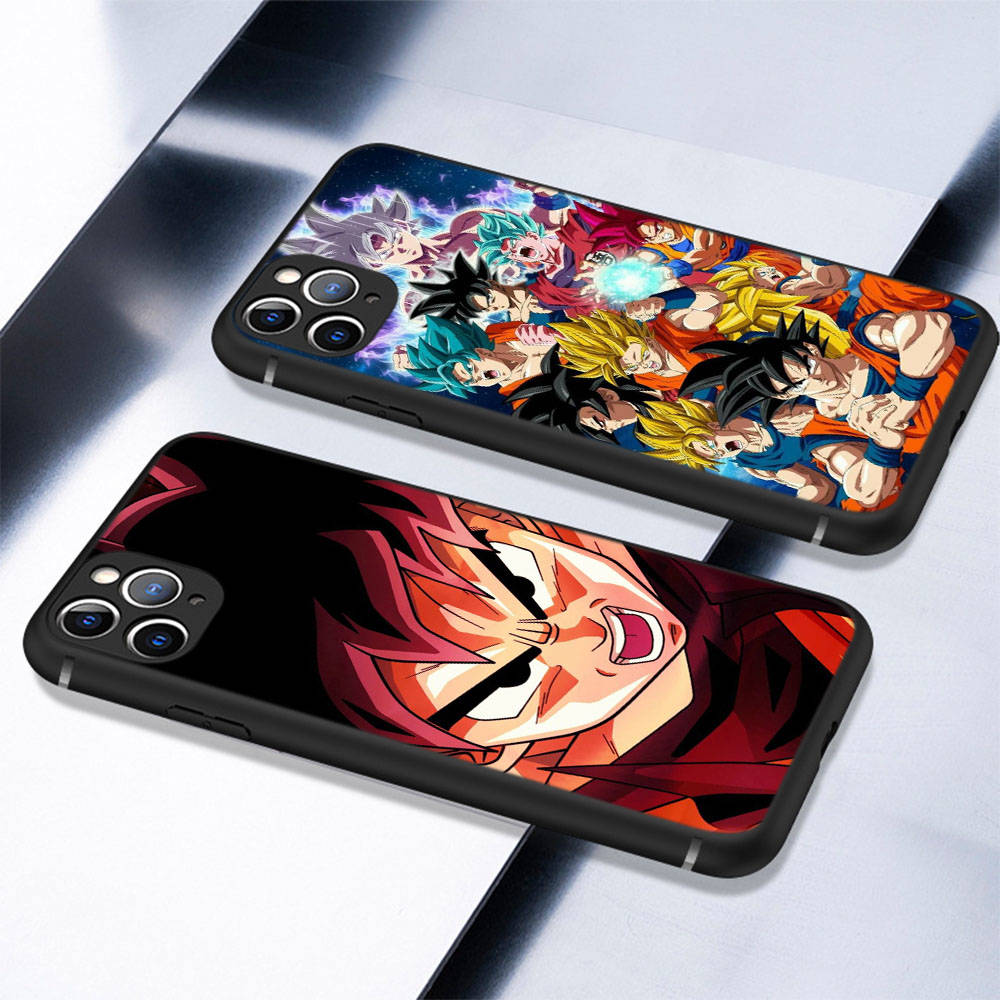 DT41 Pouzdro Dragon Ball Super pro iPhone 16 15 Plus 14 13 12 11 Pro 8 7 6S 6 SE 5S X XR XS Max Realme C30 C33 C31 9I Huawei P30 Černý měkký kryt